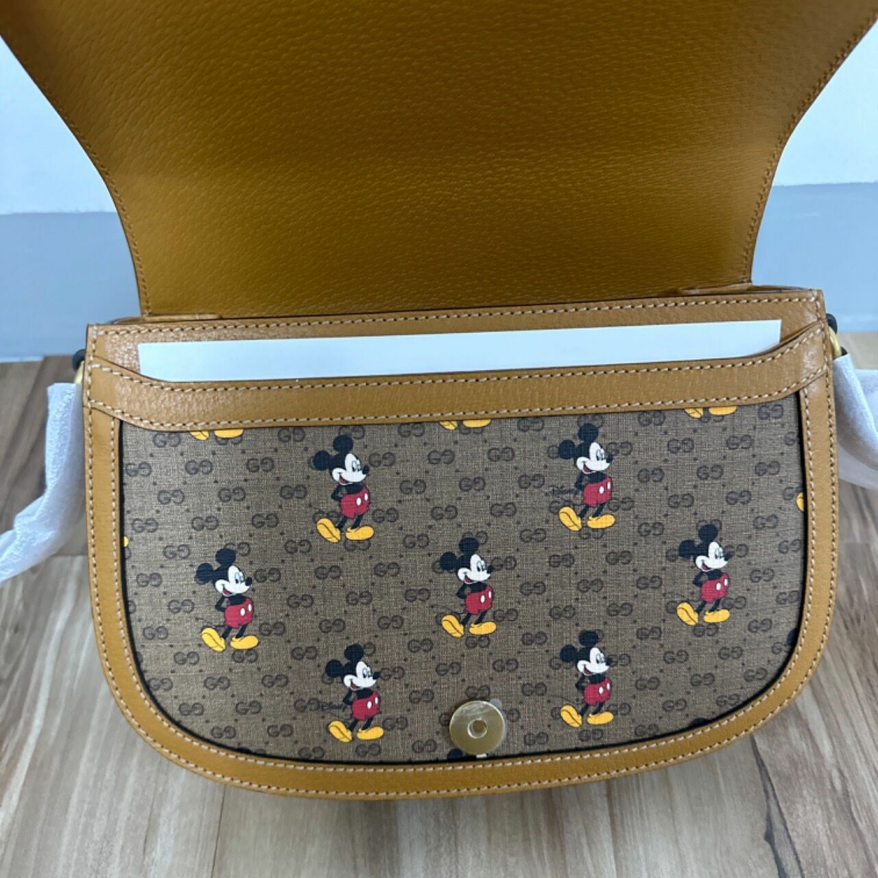 Gucci X Disney Mini Vintage Gg Supreme Monogram Mickey Mouse Small Flap Messenger Bag Brown