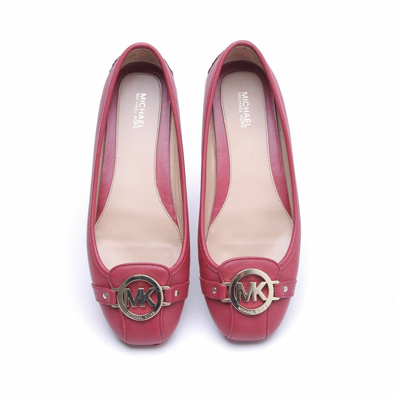 Michael Kors Red Fulton Moc Saffiano Flats