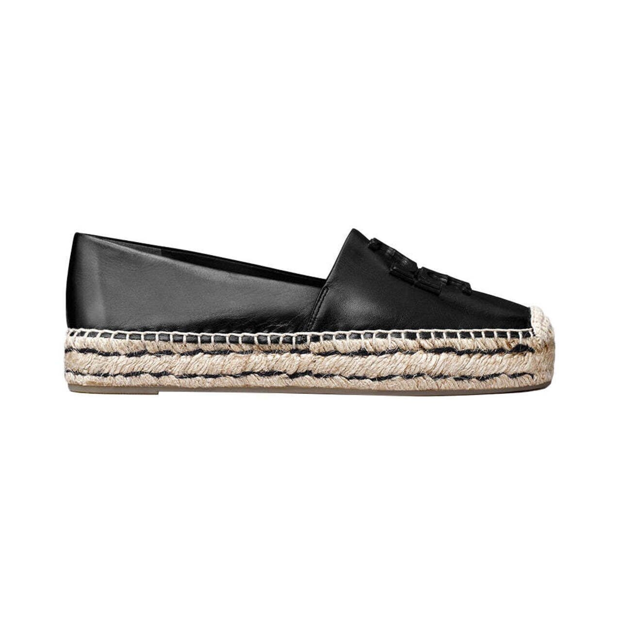 Tory Burch Ines Nappa Leather Platform Espadrilles Perfect Black