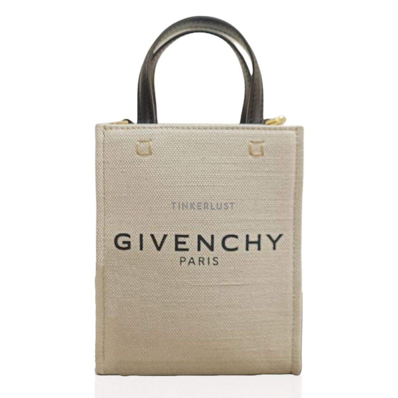 Givenchy G Tote Bag Mini in Beige Logo Black Canvas Ghw Sathel Bag