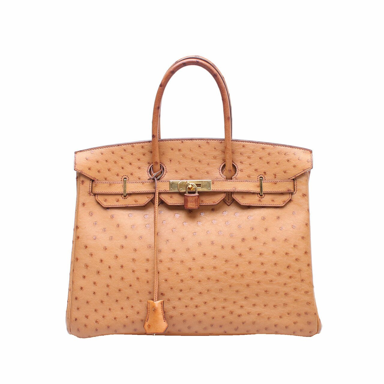 Hermes Birkin Ostrich 35 Orange Gold Hardware Handbag