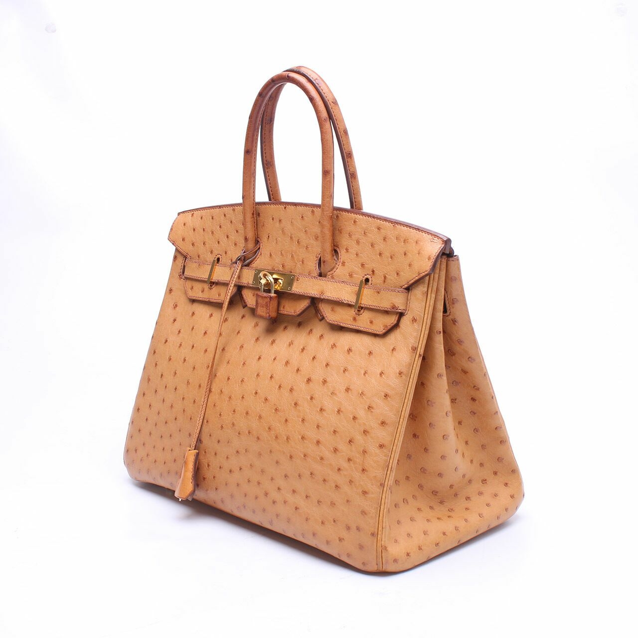 Hermes Birkin Ostrich 35 Orange Gold Hardware Handbag