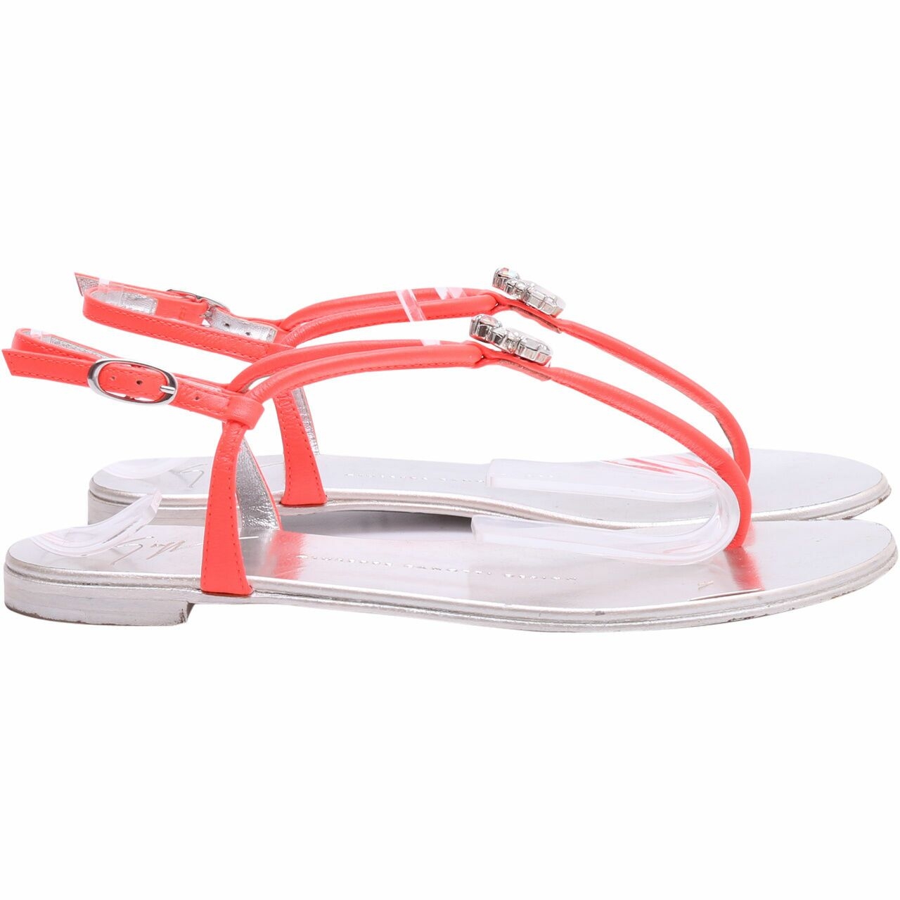 Giuseppe Zanotti Silver & Orange Sandals