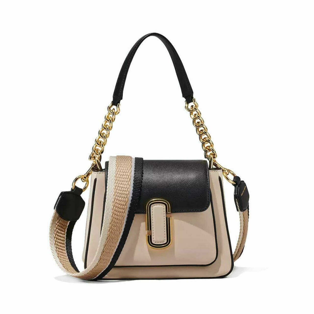 Marc Jacobs The Colorblock J Marc Chain Mini Satchel Shoulder Bag Greige Multi