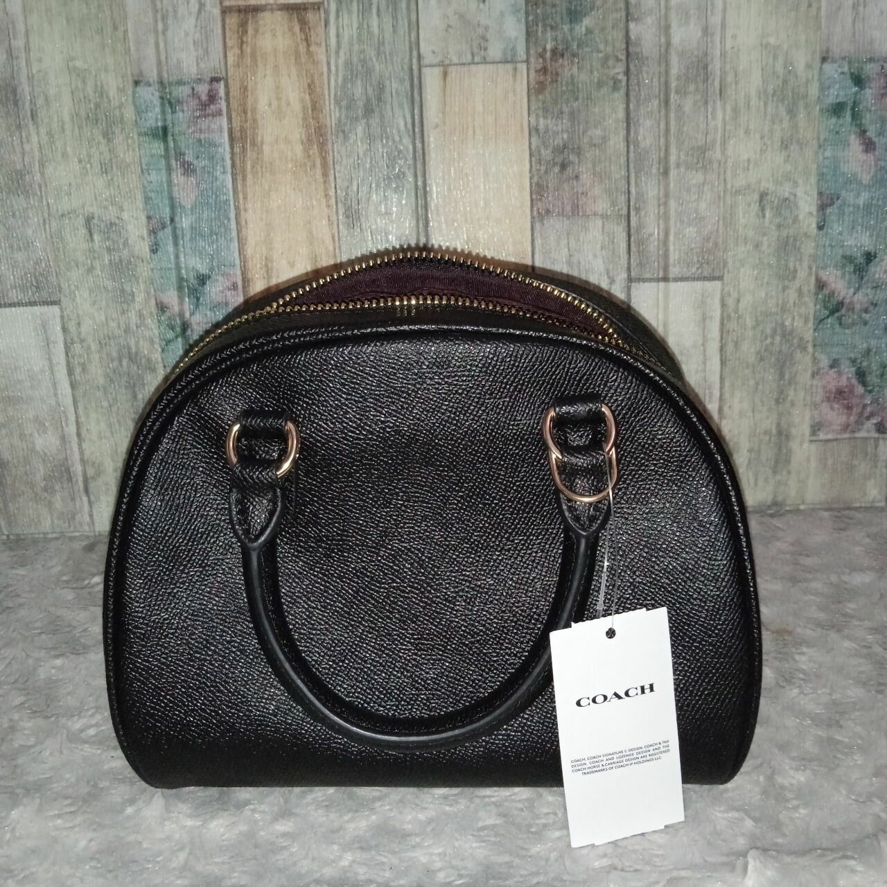 Coach Ca202 Sydney Crossgrain Satchel Black