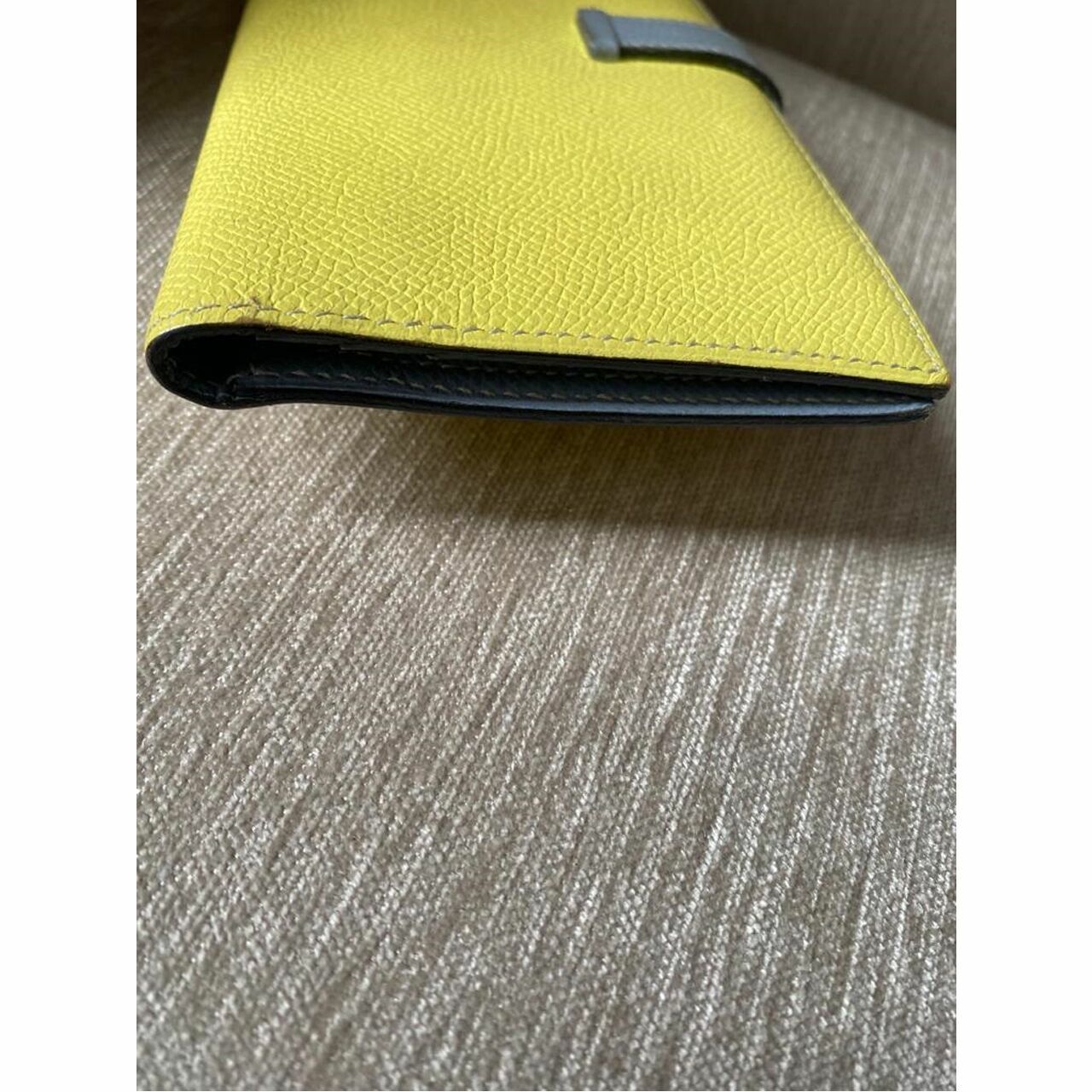 Hermes Bearn Wallet Bicolor Yellow Gray Stamp Q