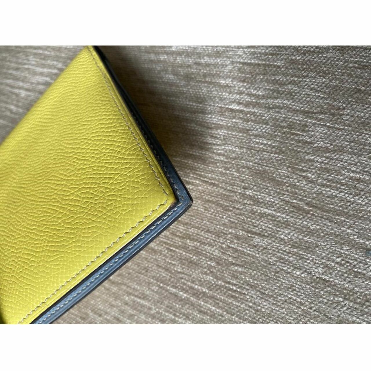 Hermes Bearn Wallet Bicolor Yellow Gray Stamp Q