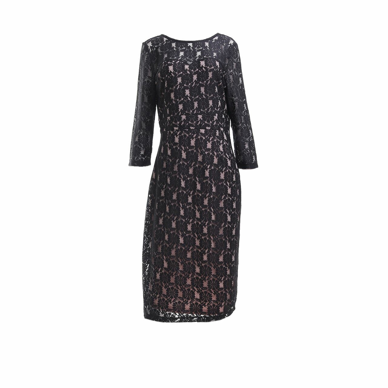 Dorothy Perkins Black & Soft Pink Lace Midi Dress