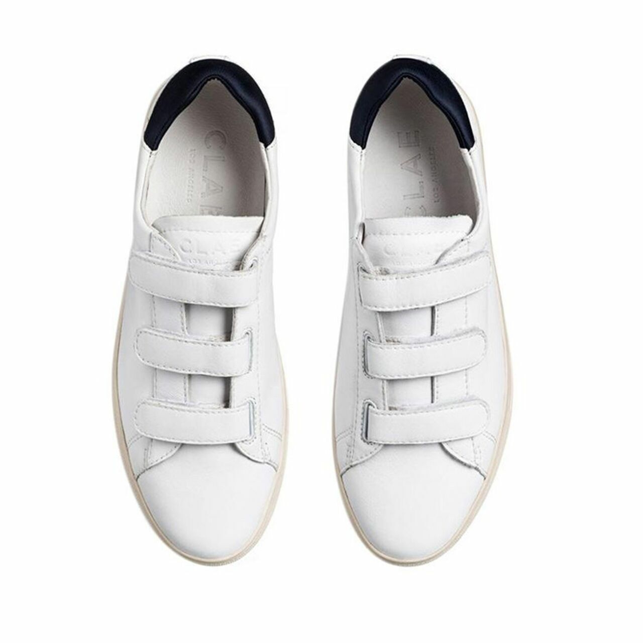 CLAE White Sneakers Bradley Velcro Women Shoes White Milled Leather 40