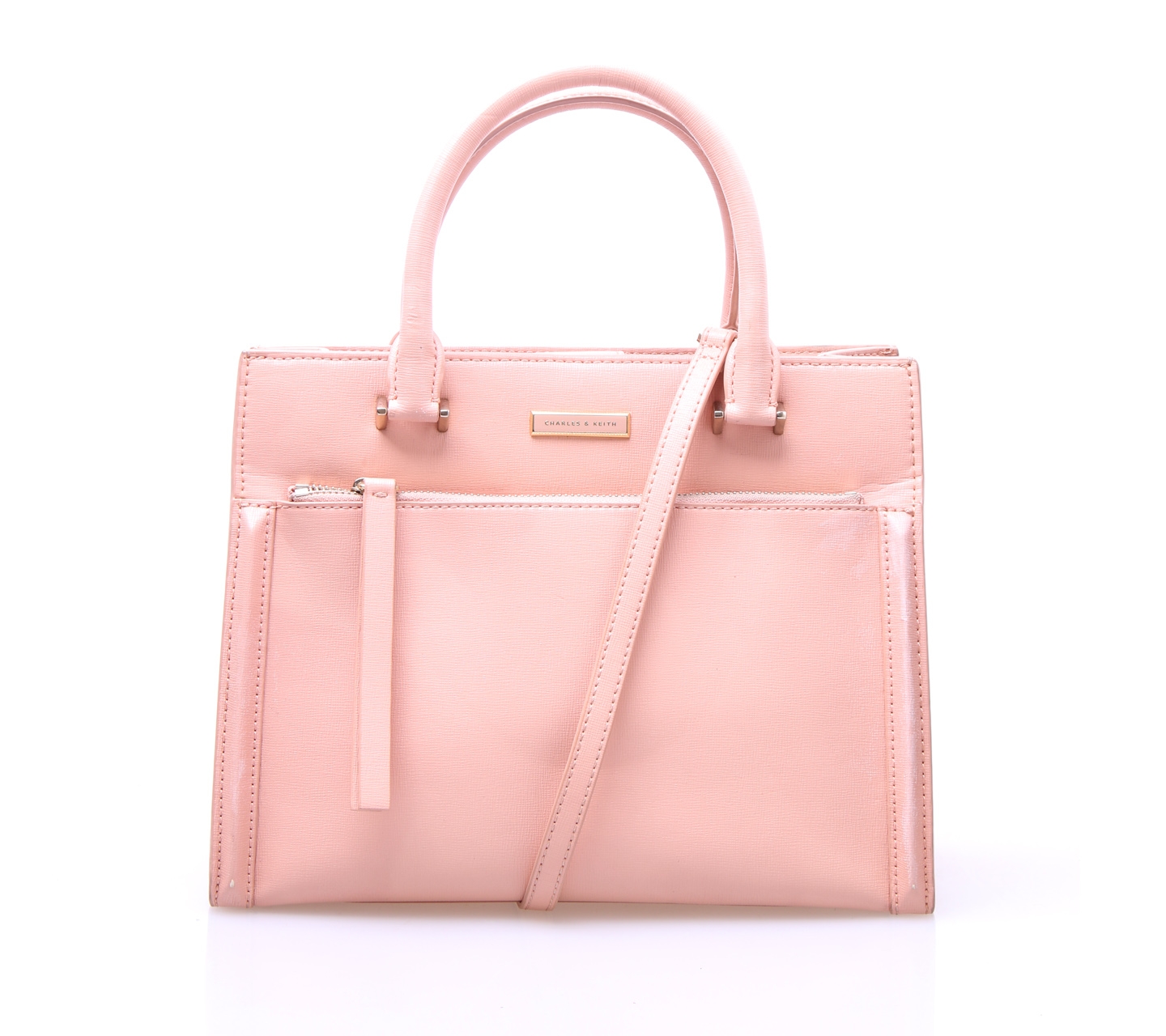 Charles & Keith Pink Leather Satchel