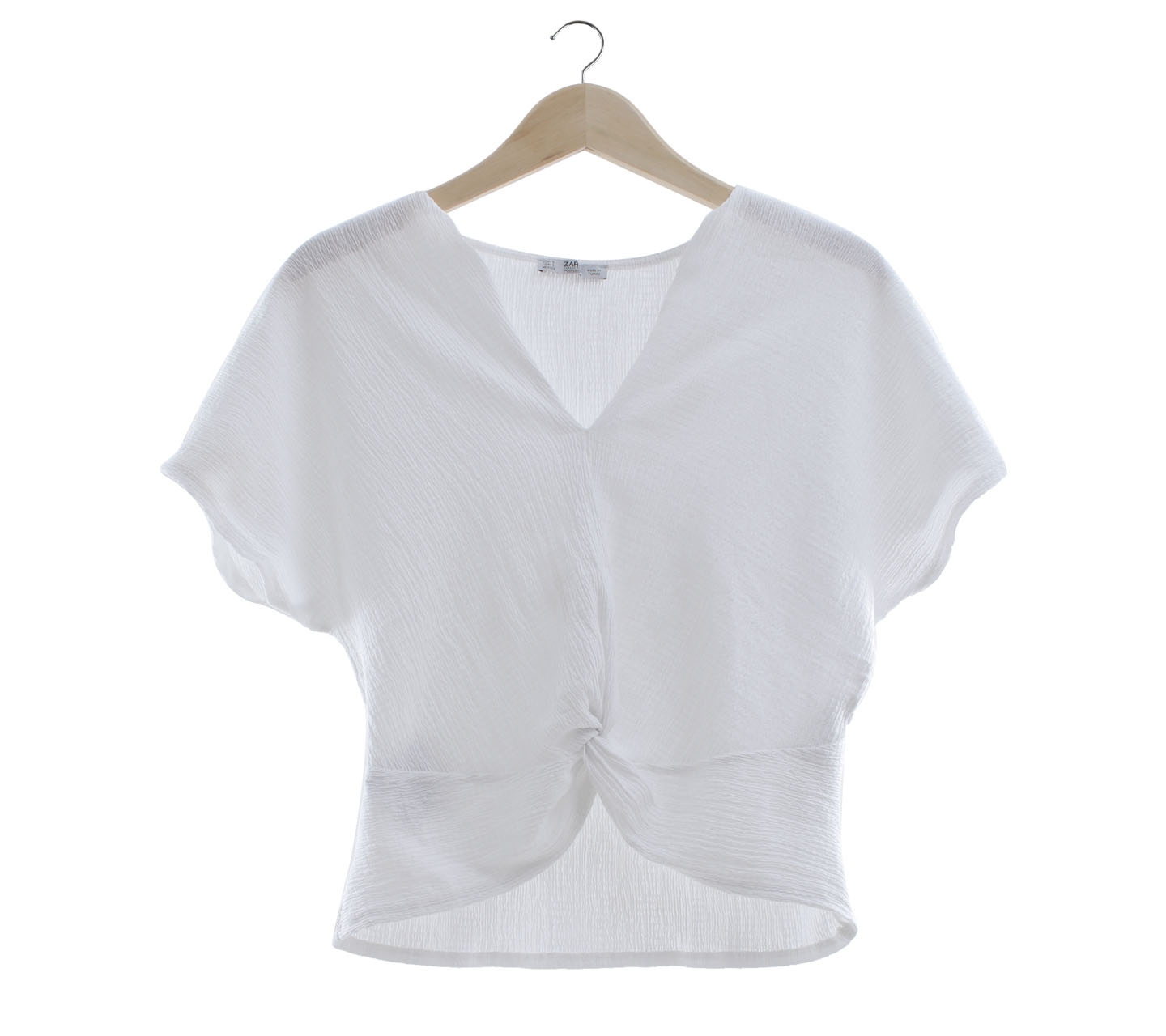 Zara White V-Neck Blouse