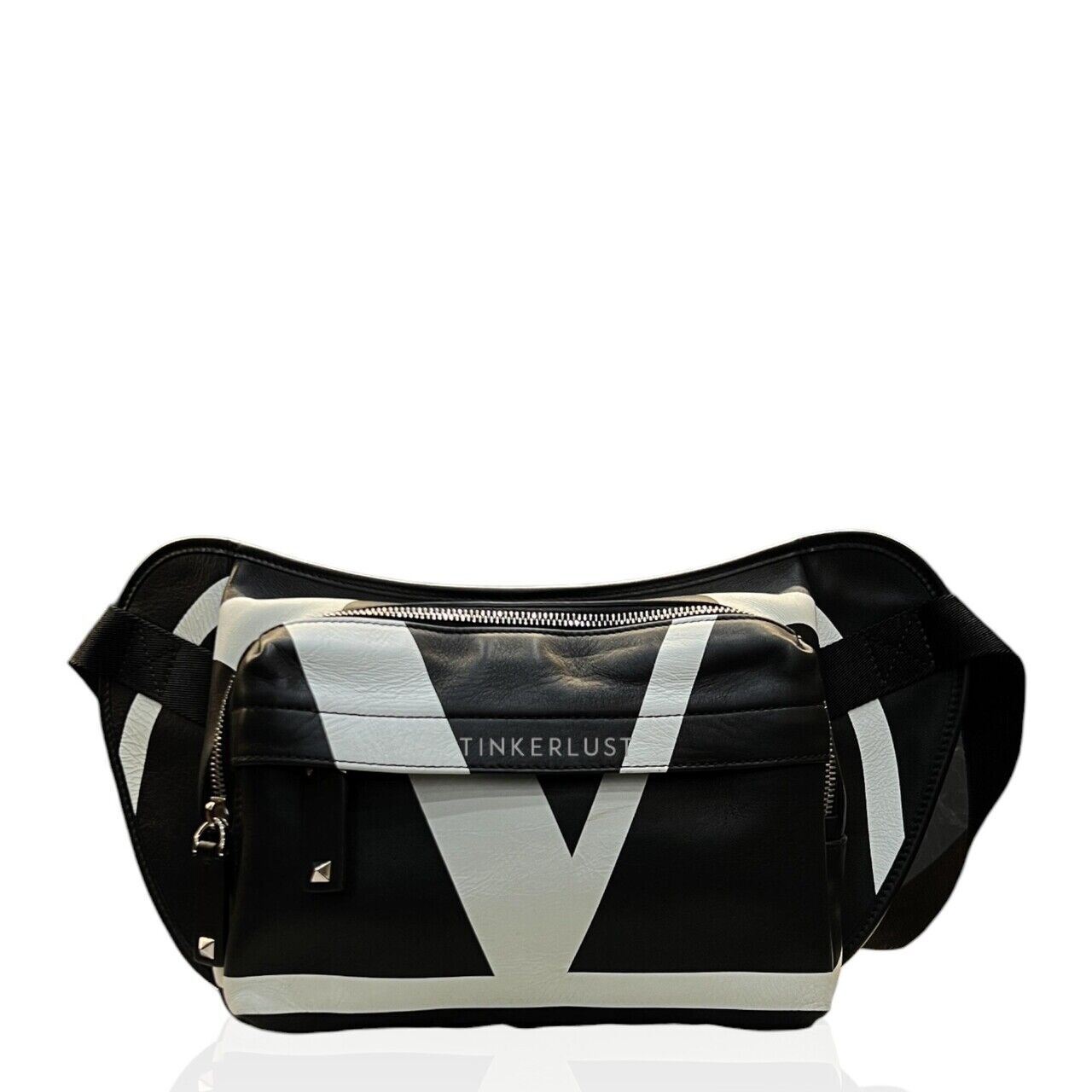 Valentino V Logo Waistbag Black White