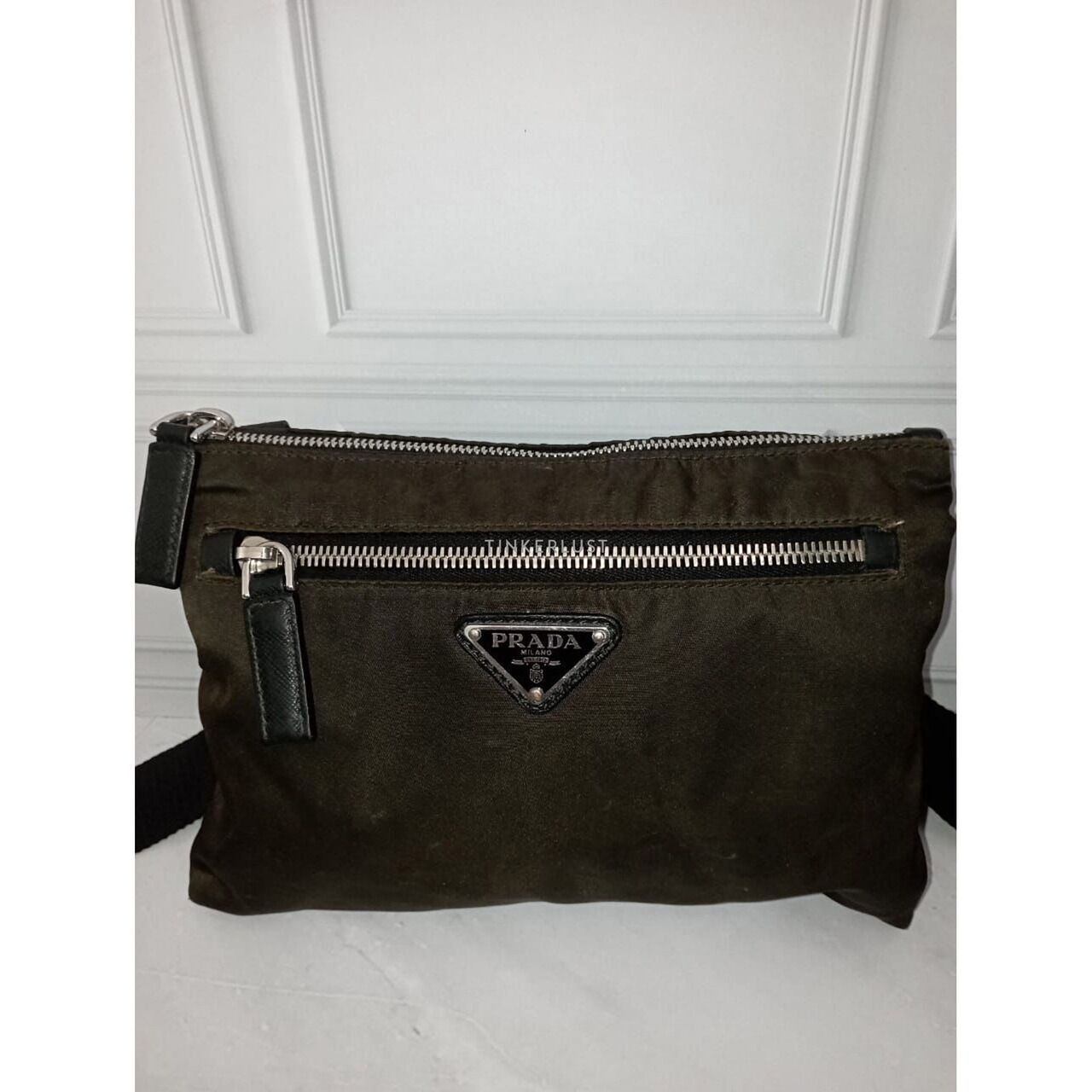 Prada Khaki Green Nylon Sling Bag