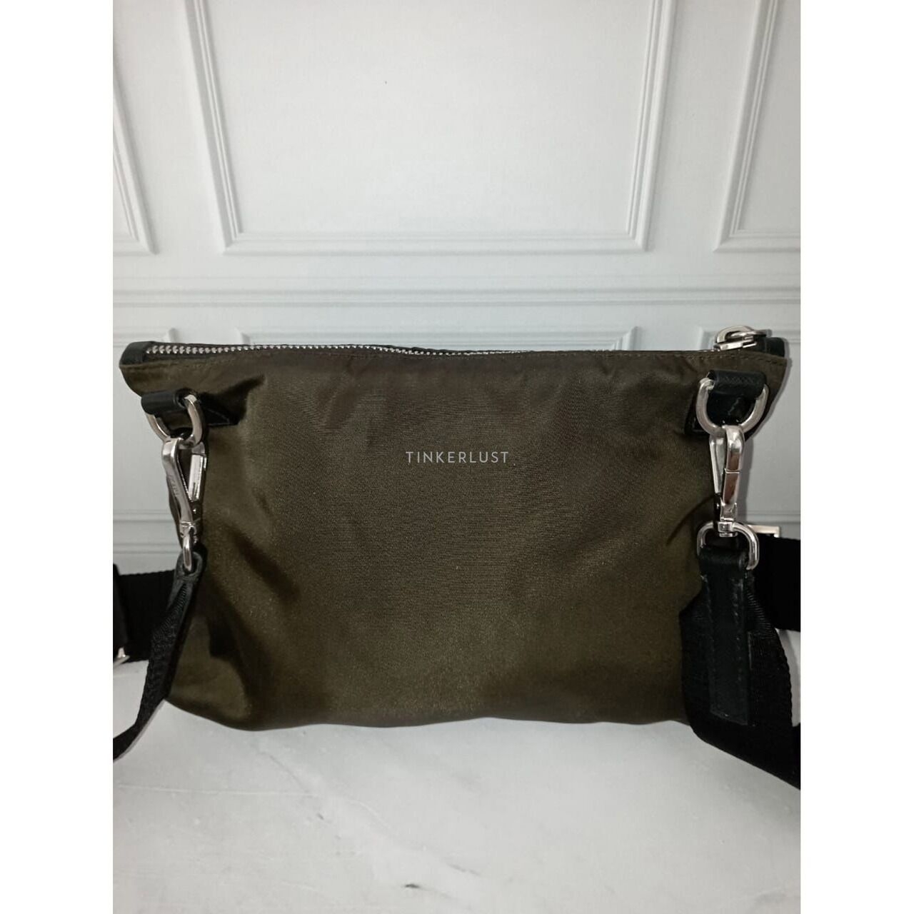 Prada Khaki Green Nylon Sling Bag