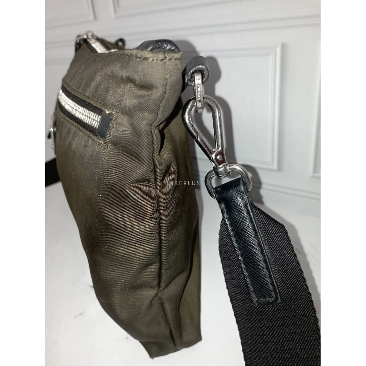 Prada Khaki Green Nylon Sling Bag