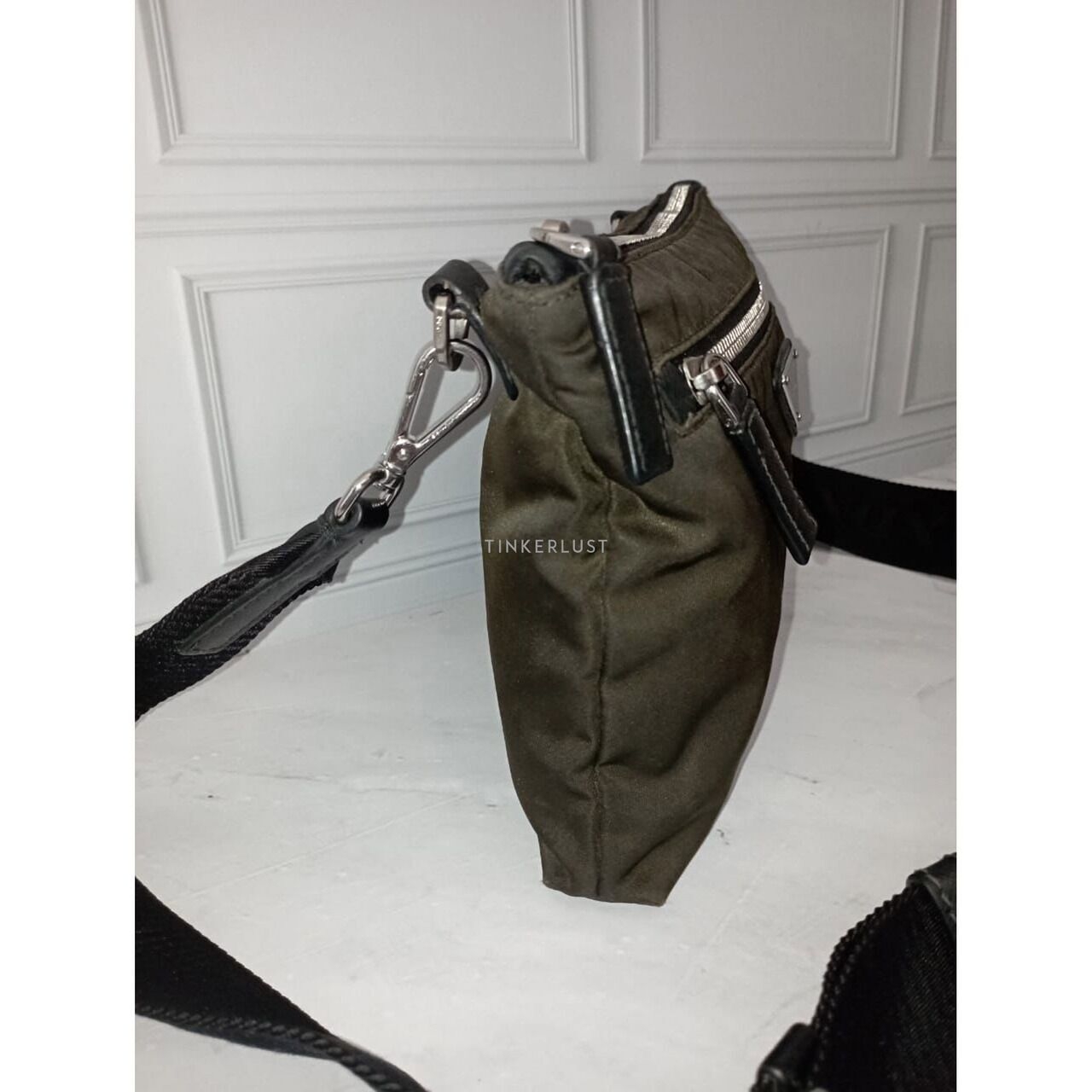 Prada Khaki Green Nylon Sling Bag