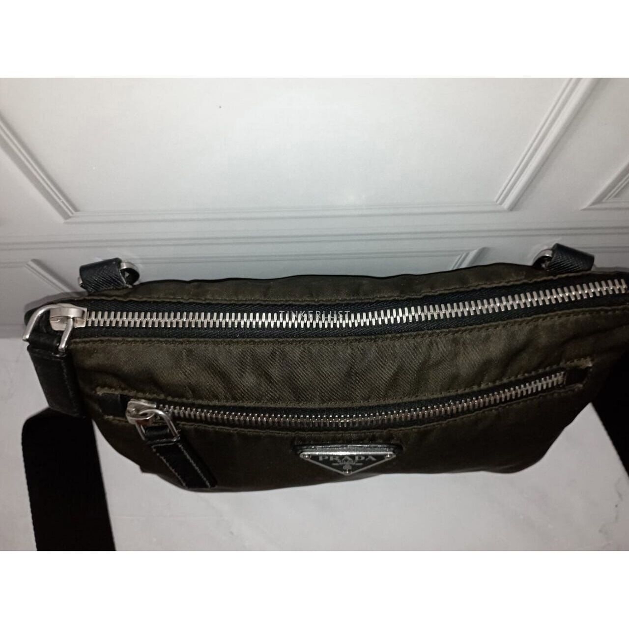 Prada Khaki Green Nylon Sling Bag