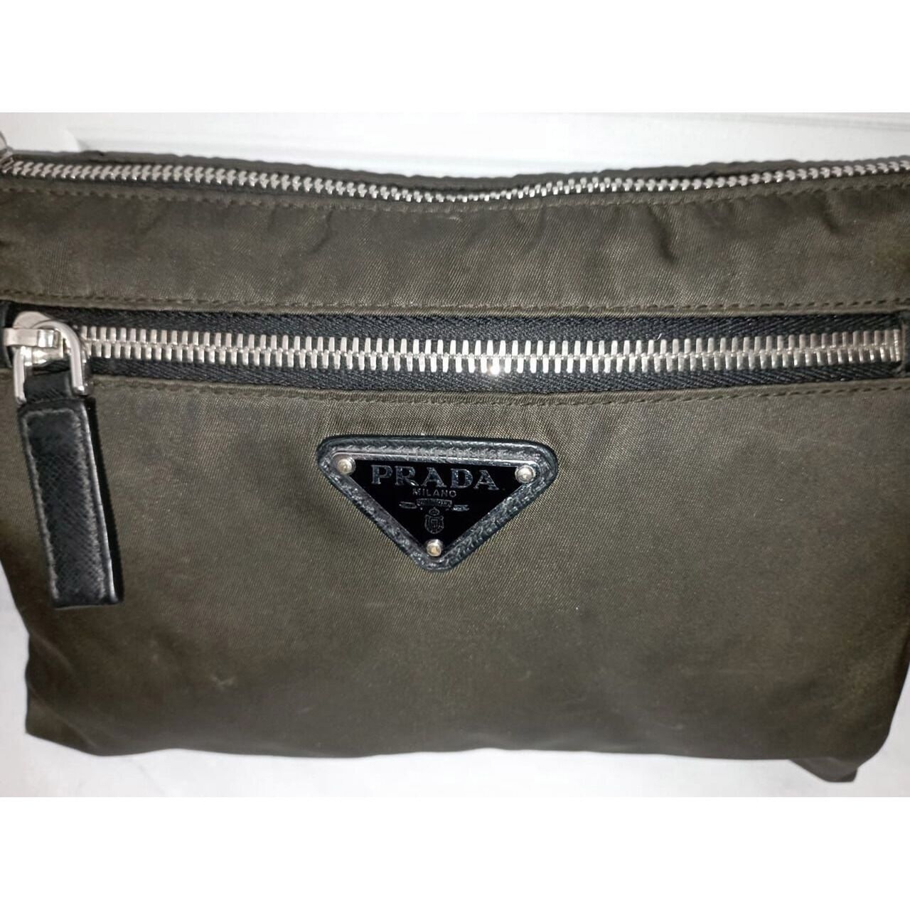 Prada Khaki Green Nylon Sling Bag