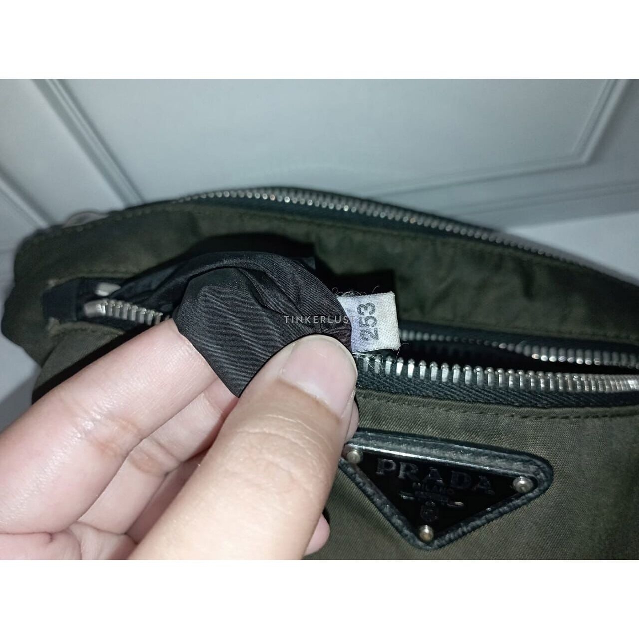 Prada Khaki Green Nylon Sling Bag