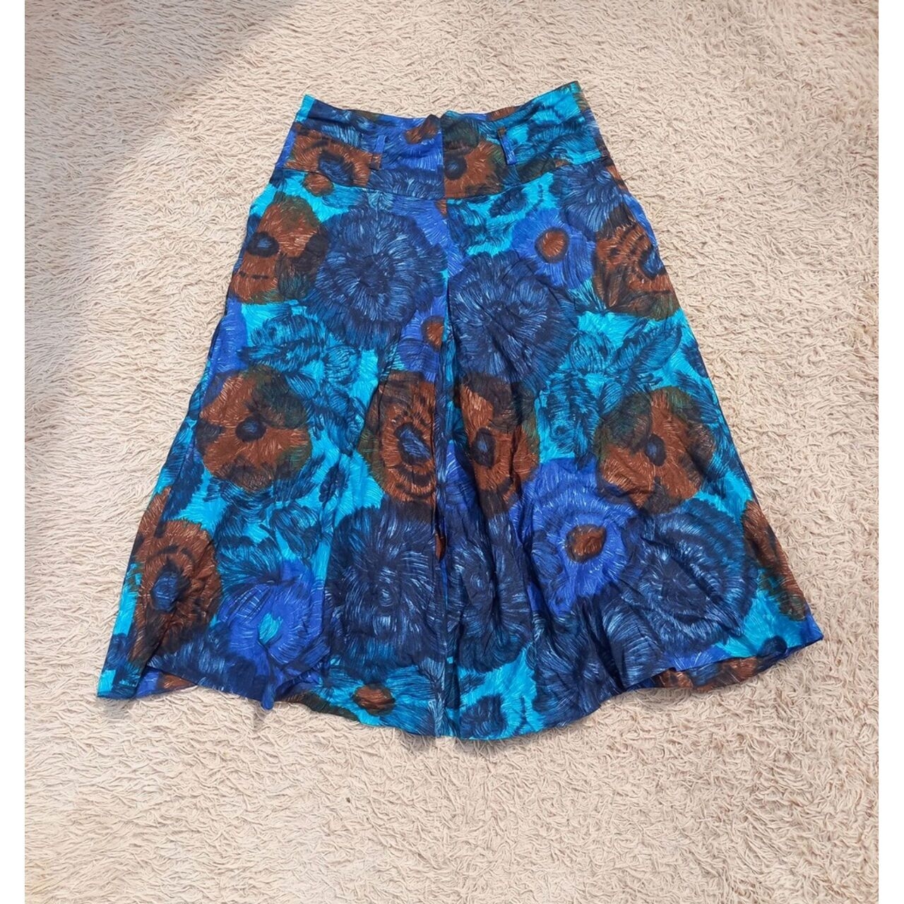 Kenzo Vtg Multi Color Swing Midi Skirt 