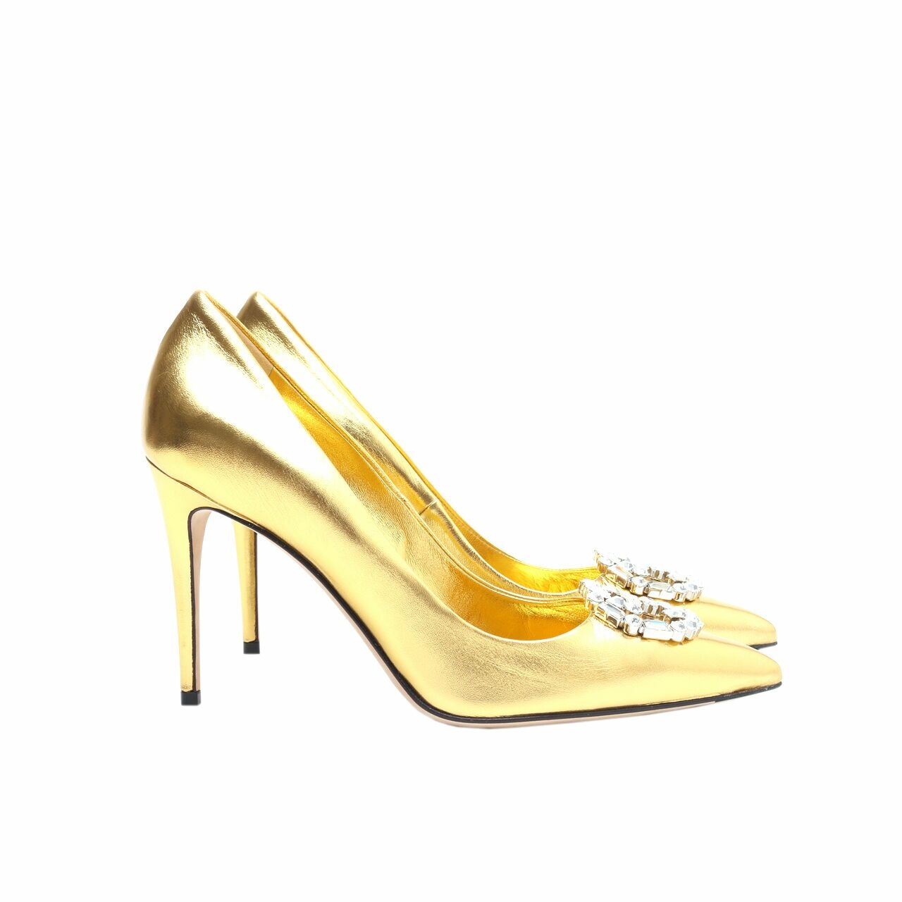 Gucci Gold GG Sparkling Metallic Leather Pumps Heels