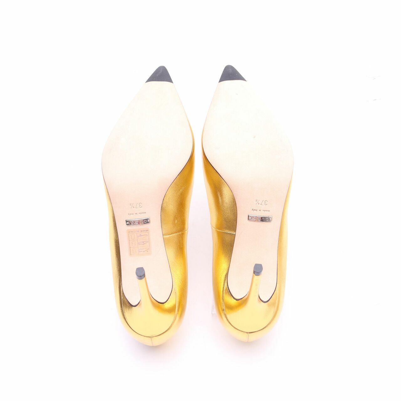 Gucci Gold GG Sparkling Metallic Leather Pumps Heels