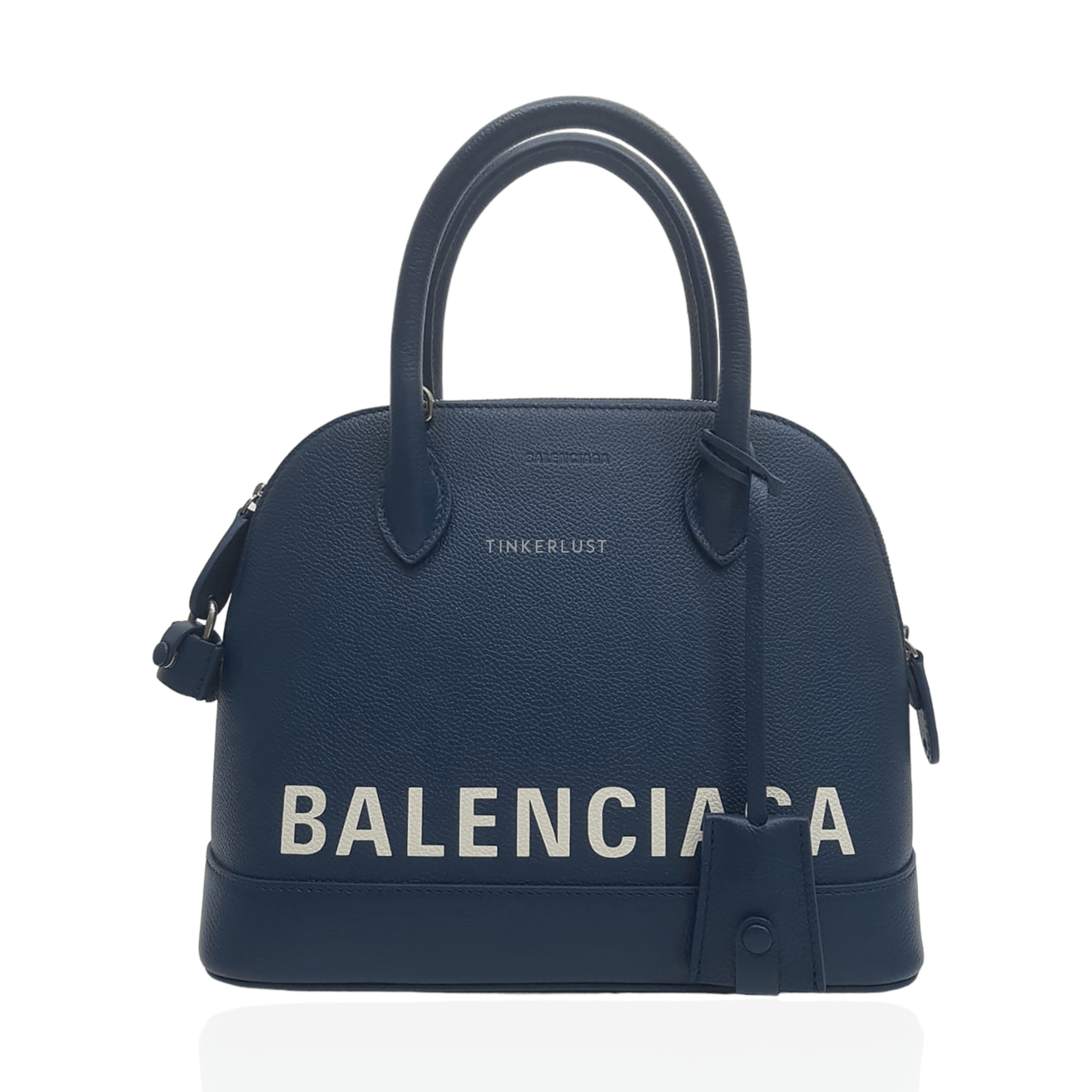 Balenciaga Ville Small Navy Blue Grained Leather Satchel