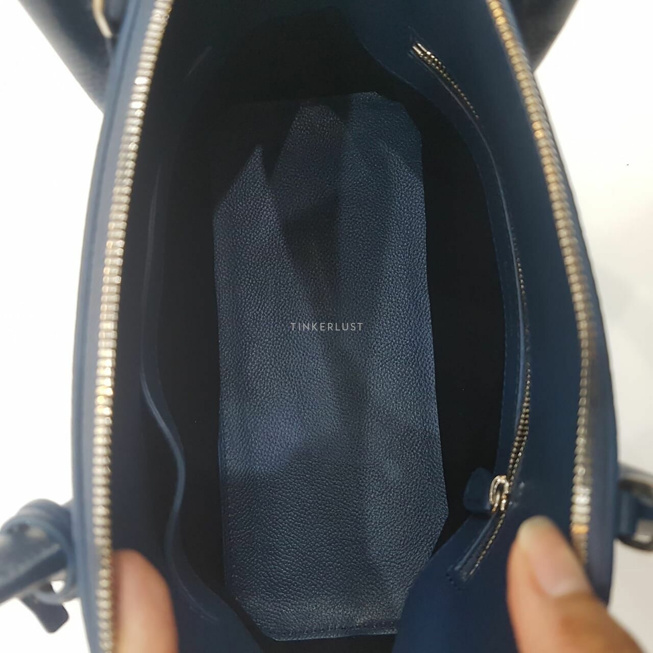 Balenciaga Ville Small Navy Blue Grained Leather Satchel