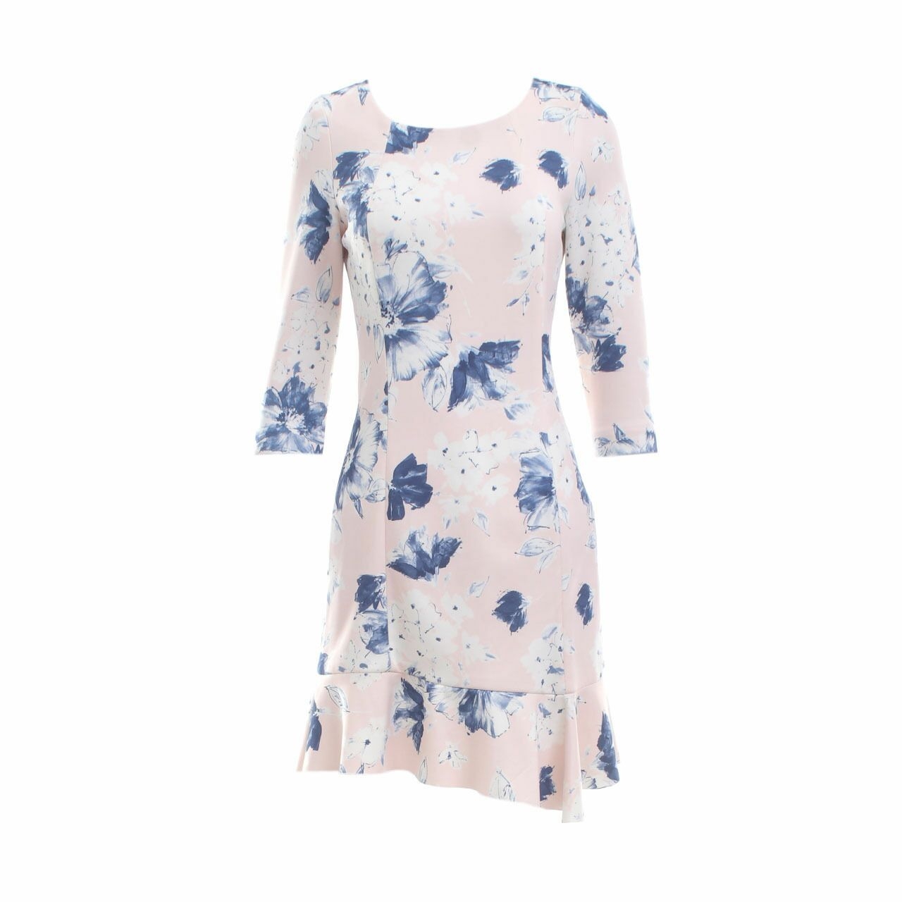 Zara Pink & Blue Floral Ruffle Mini Dress