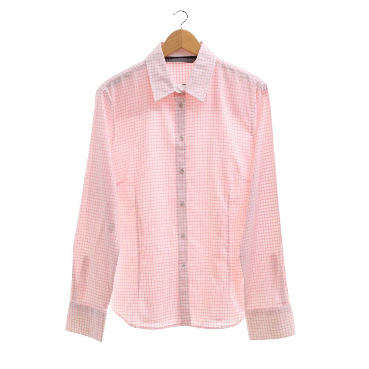 Zara Pink & White Plaid Shirt