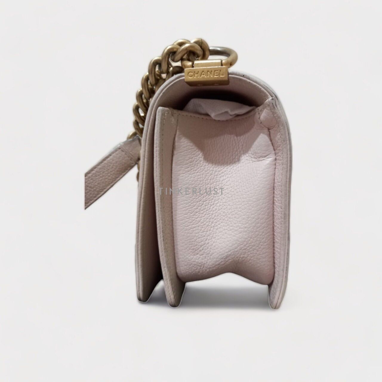 Chanel Boy Medium Light Pink Braided Tweed #25 GHW Shoulder