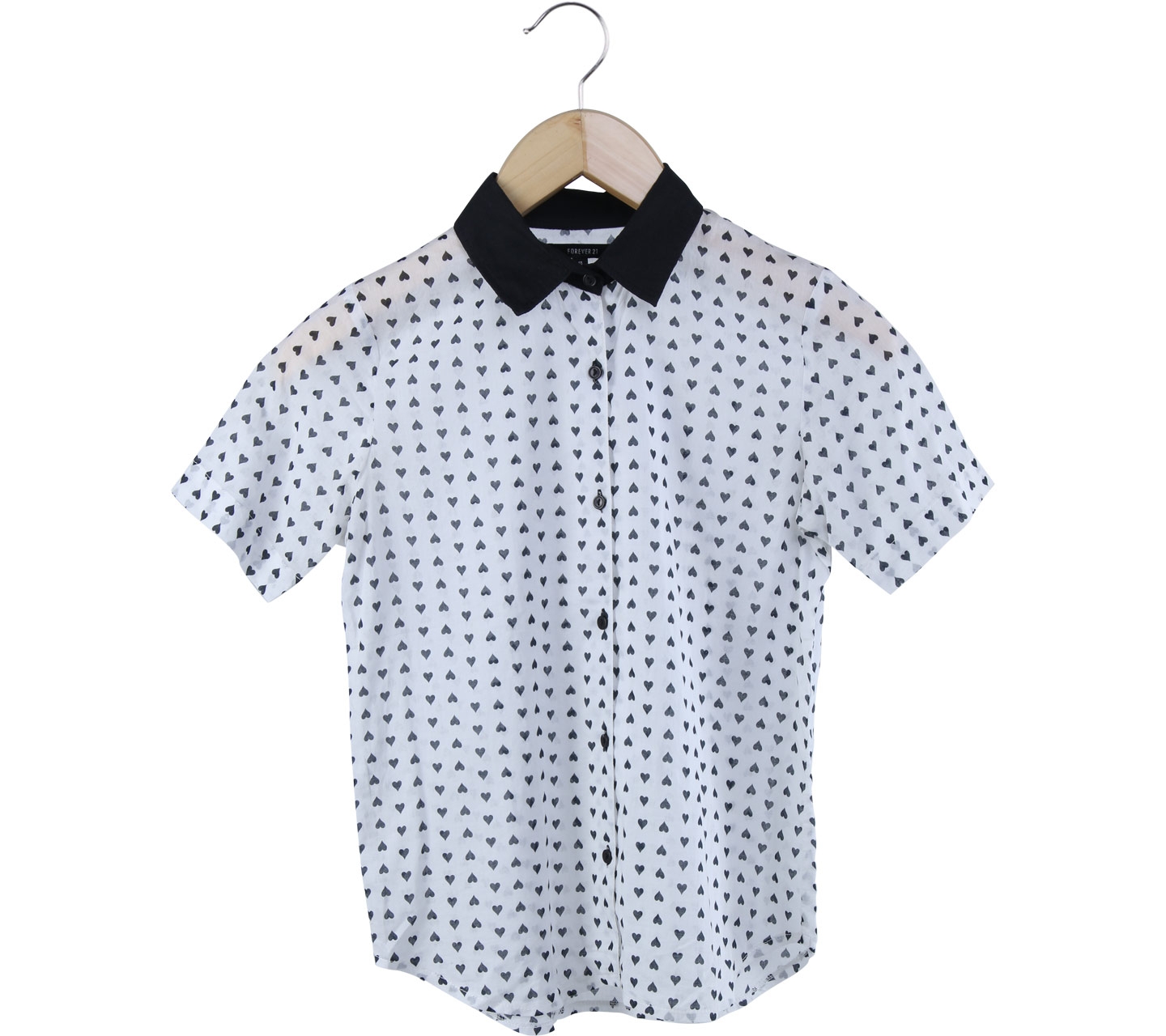 Forever 21 White And Black Patterned Shirt