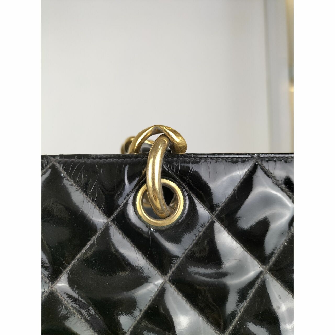 Chanel Tote Bag Vintage GHW Black Patent Leather #3