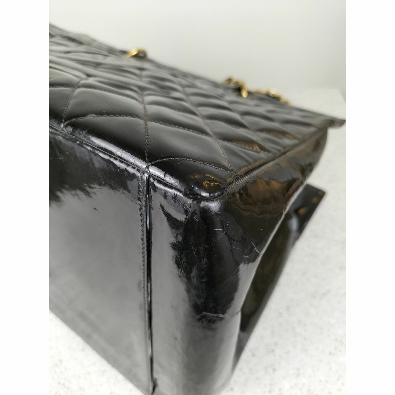 Chanel Tote Bag Vintage GHW Black Patent Leather #3