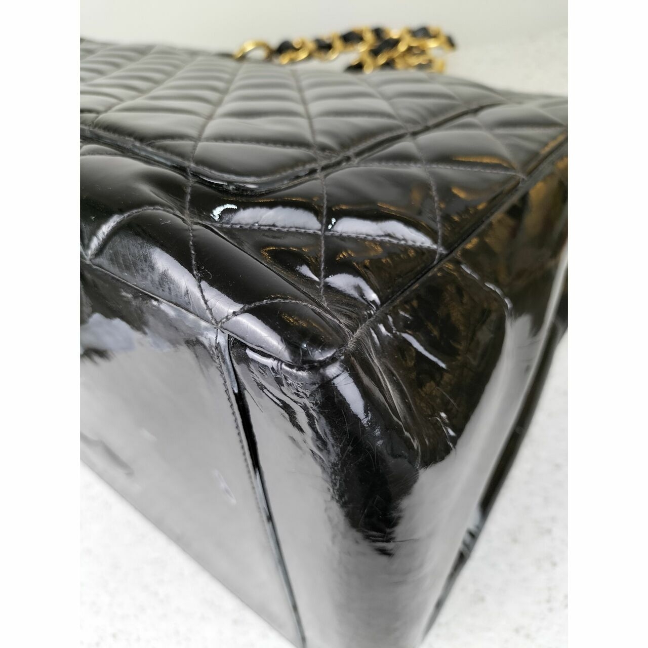 Chanel Tote Bag Vintage GHW Black Patent Leather #3