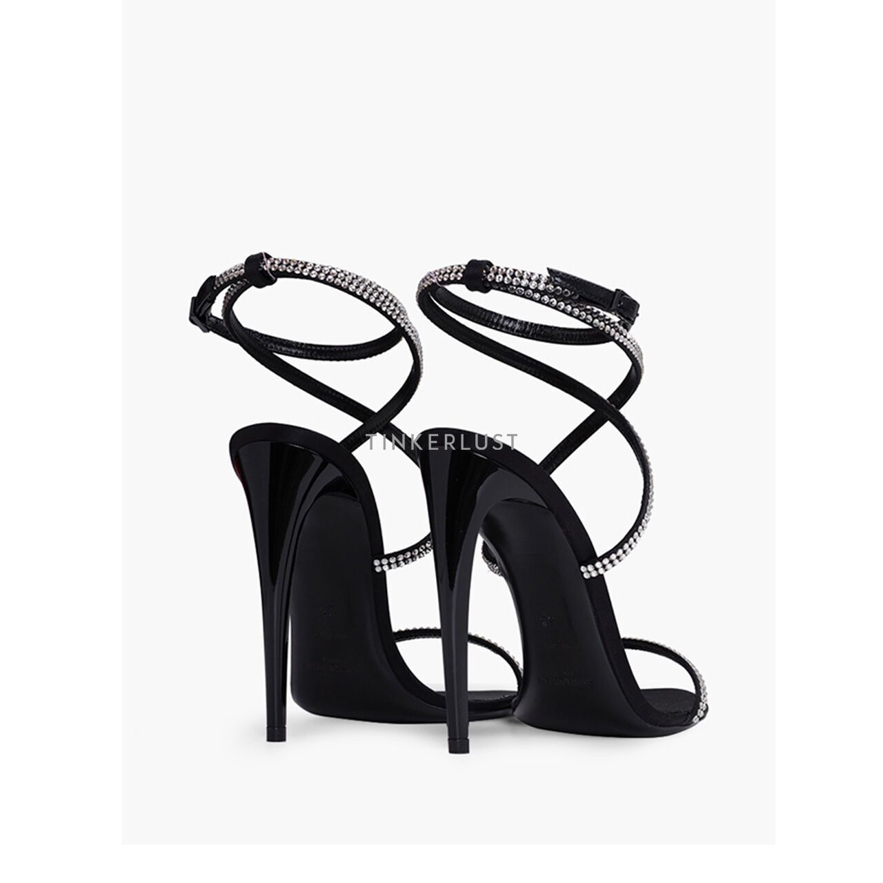 Saint Laurent Georgia Ankle-Strap Black Crepe Satin Heels