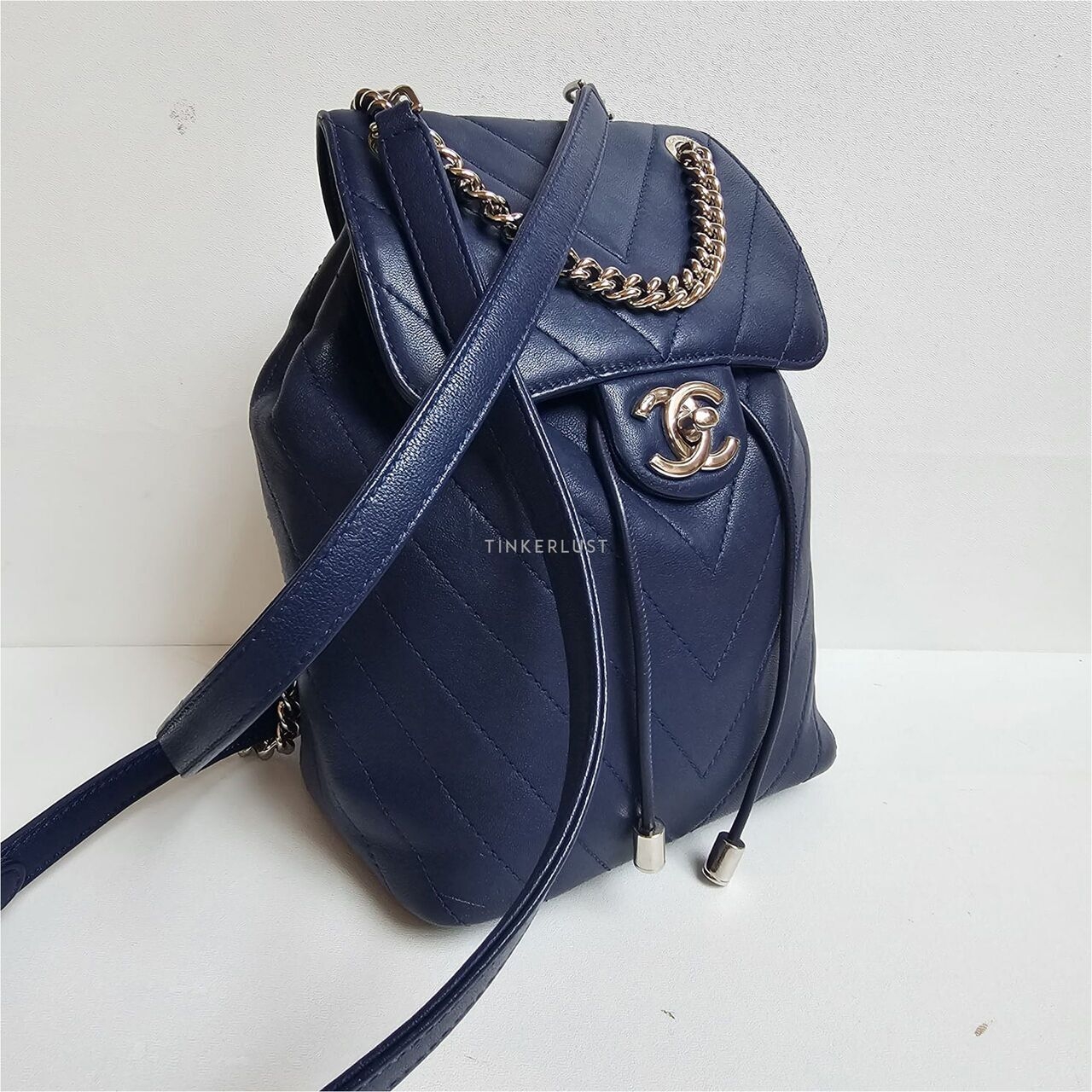 Chanel Chevron Blue Mini #25 Backpack