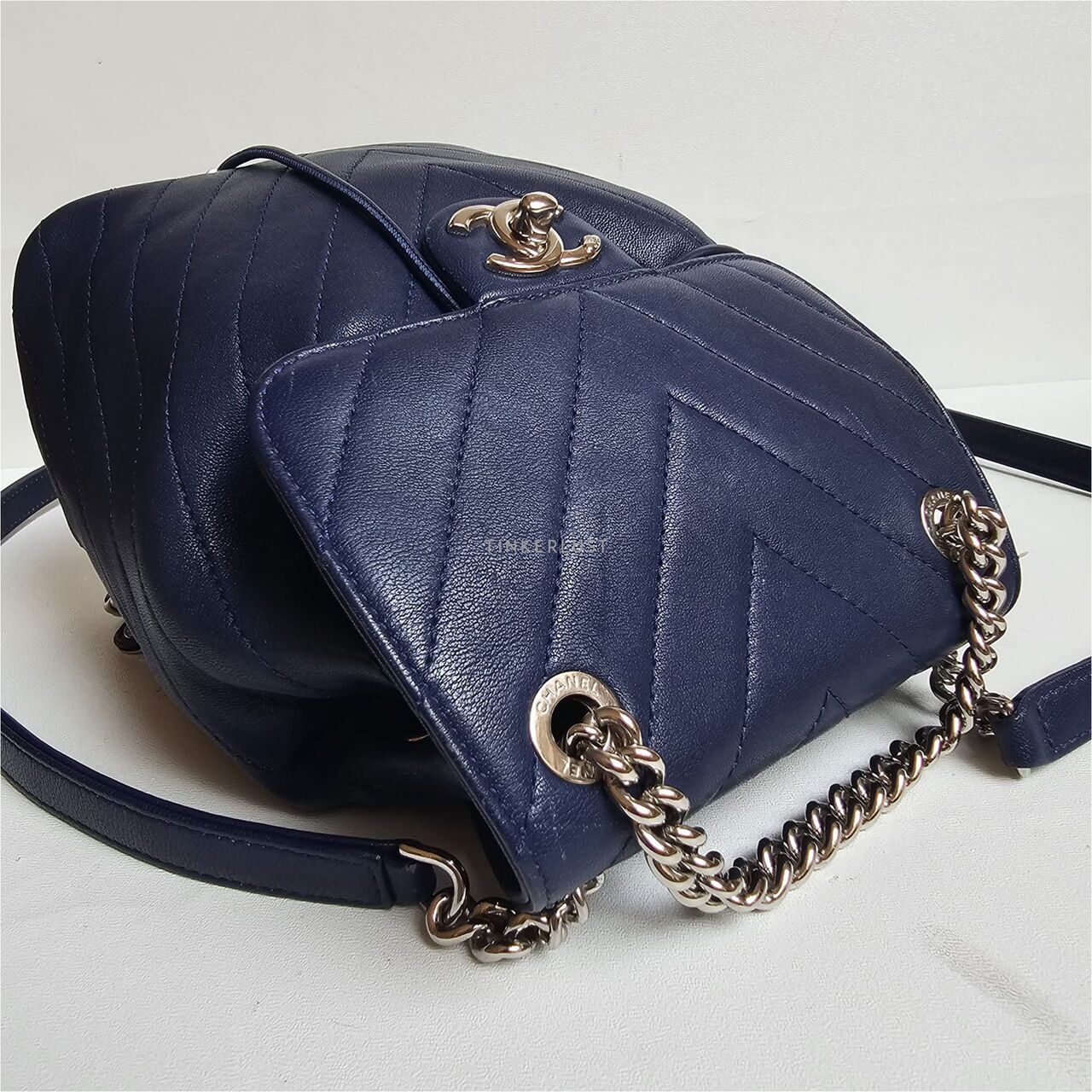 Chanel Chevron Blue Mini #25 Backpack