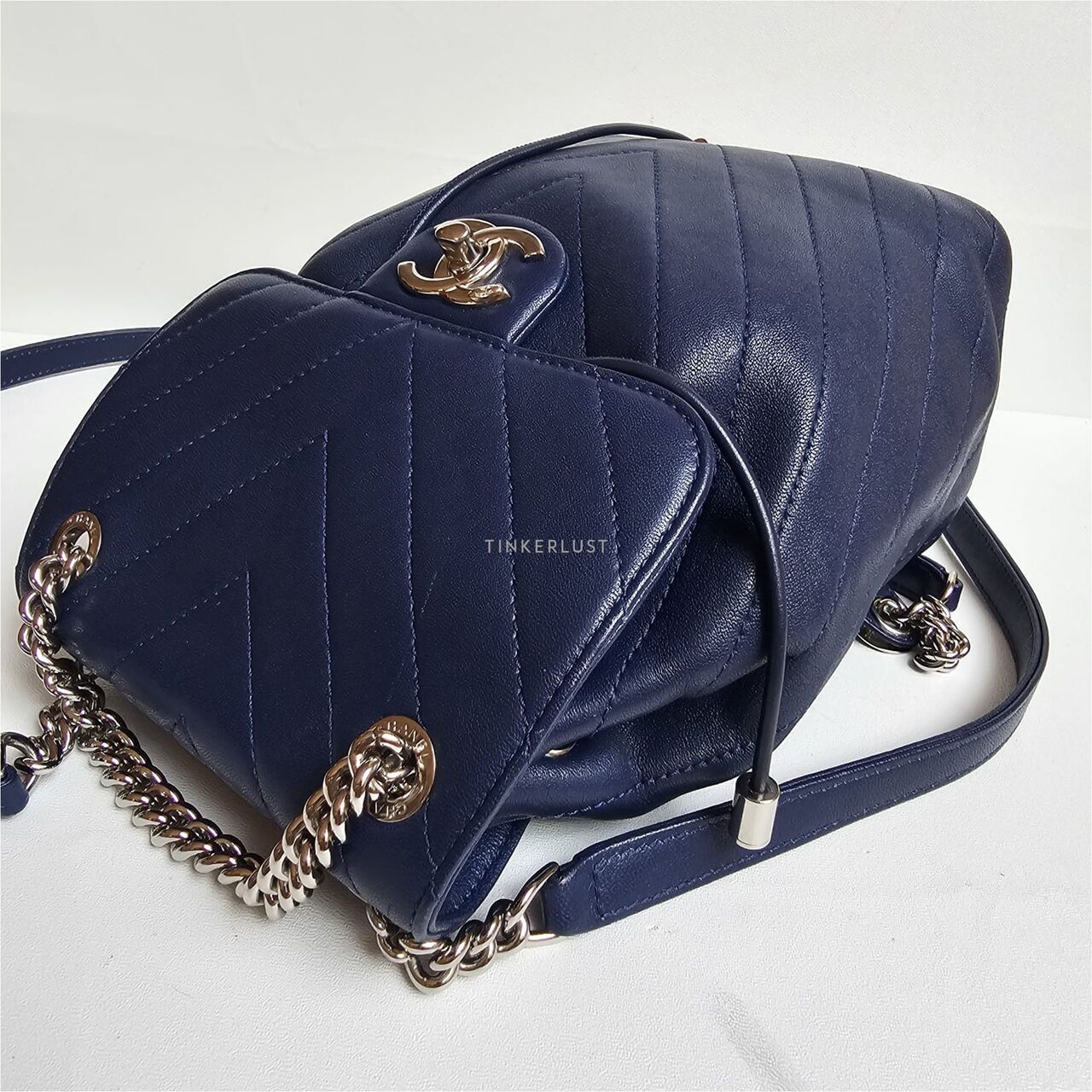 Chanel Chevron Blue Mini #25 Backpack