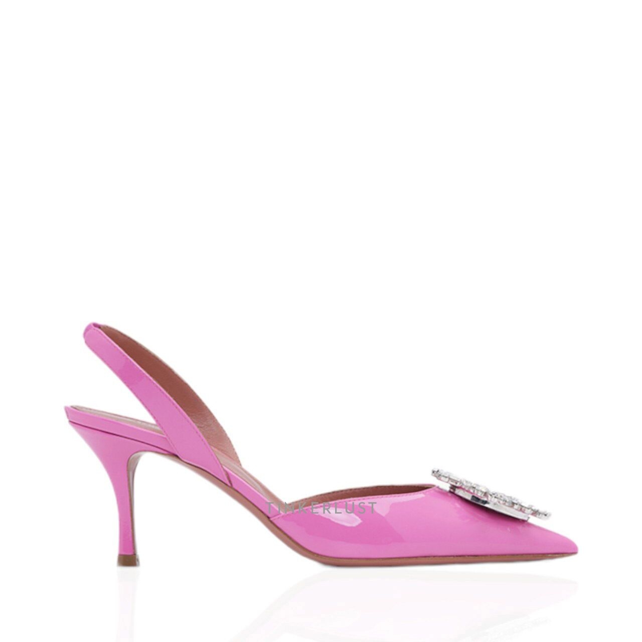 Amina Muaddi Begum Slingback Pumps 70mm Pink Patent Leather Heels