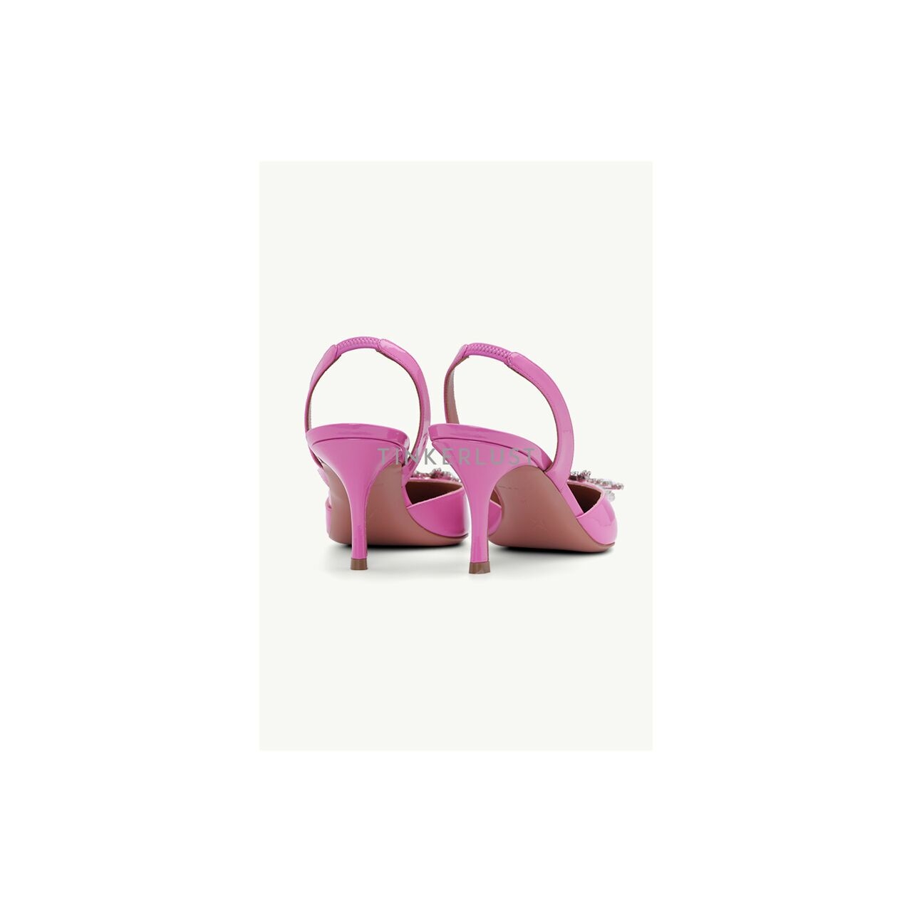 Amina Muaddi Begum Slingback Pumps 70mm Pink Patent Leather Heels