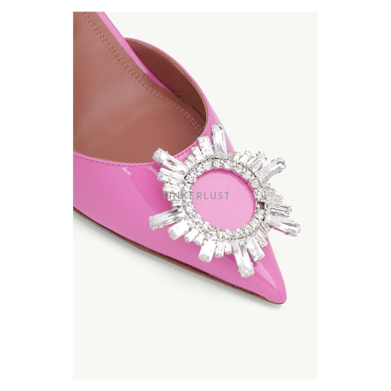 Amina Muaddi Begum Slingback Pumps 70mm Pink Patent Leather Heels