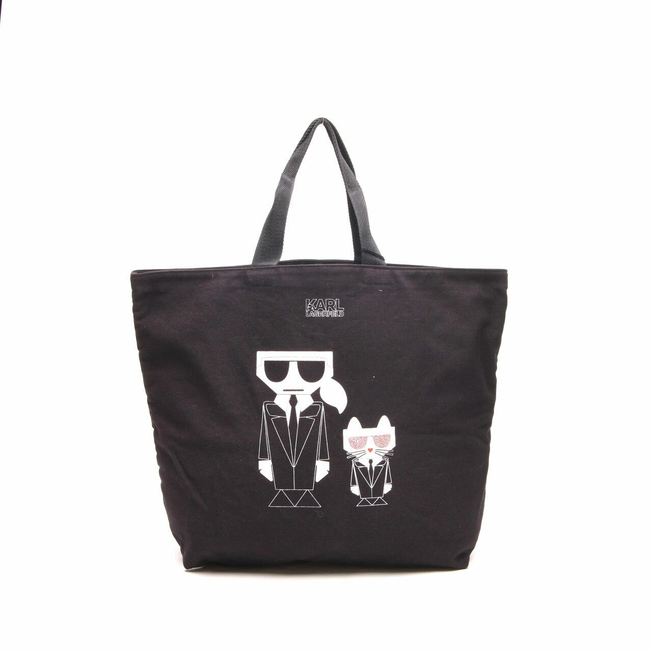 Karl Lagerfeld K/Kokctail Canvas Black Tote Bag 