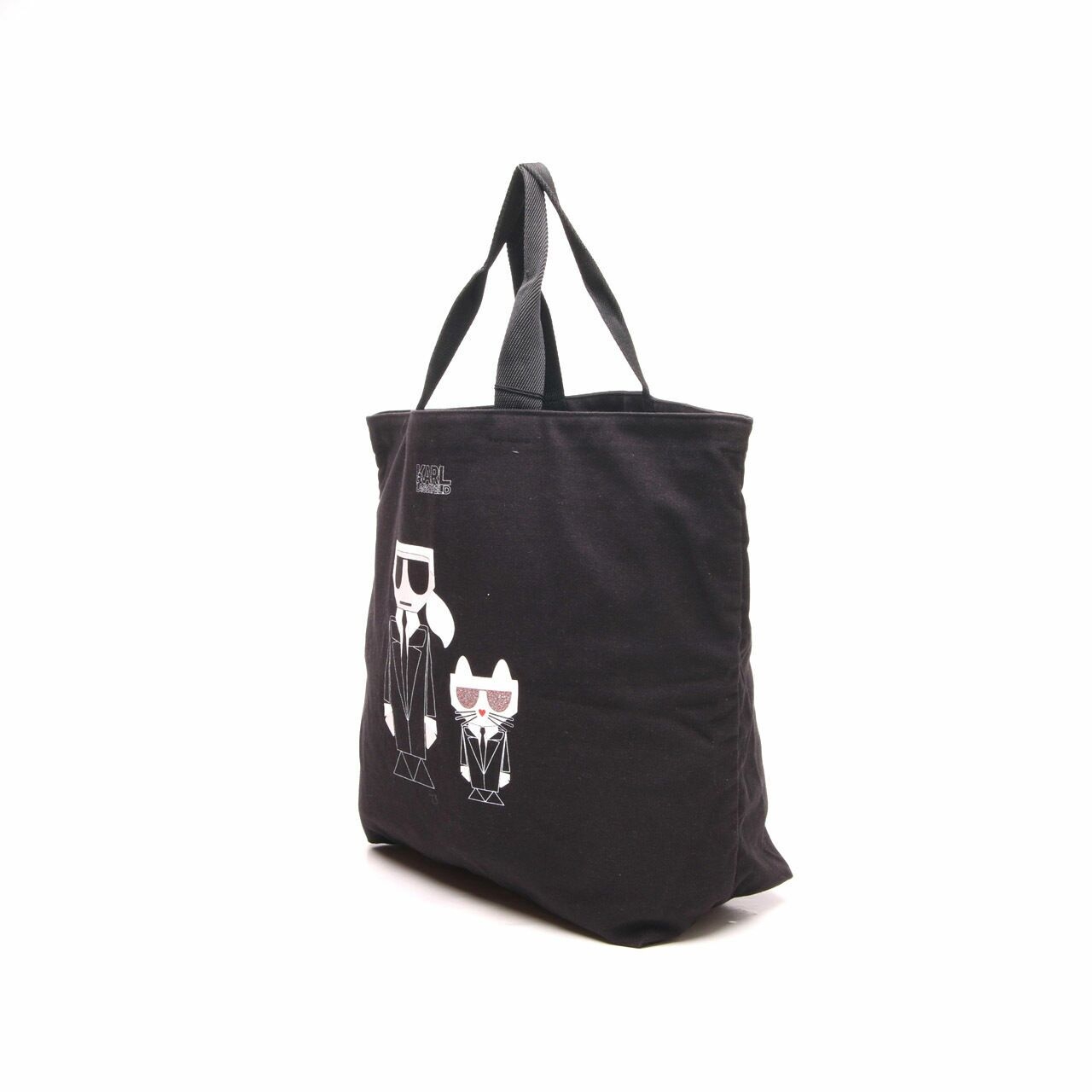 Karl Lagerfeld K/Kokctail Canvas Black Tote Bag 