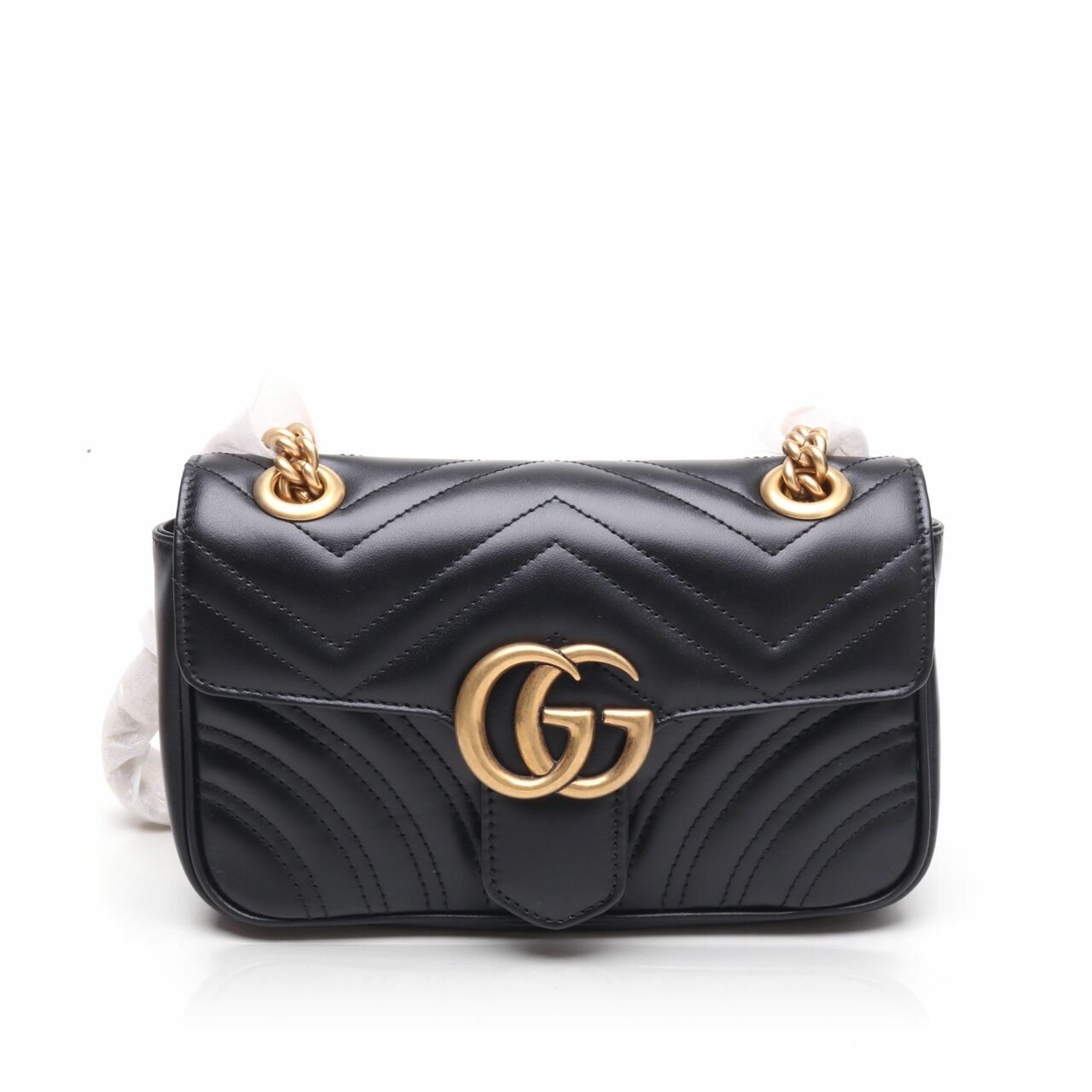 Gucci Calfskin Mini GG Marmont Bag Black Shoulder Bag