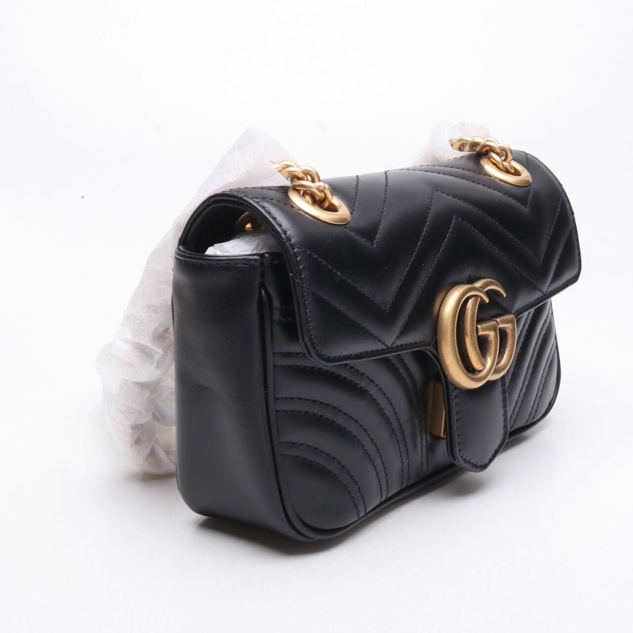 Gucci Calfskin Mini GG Marmont Bag Black Shoulder Bag