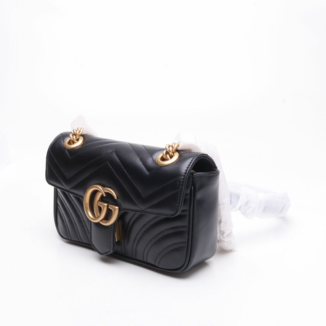 Gucci Calfskin Mini GG Marmont Bag Black Shoulder Bag