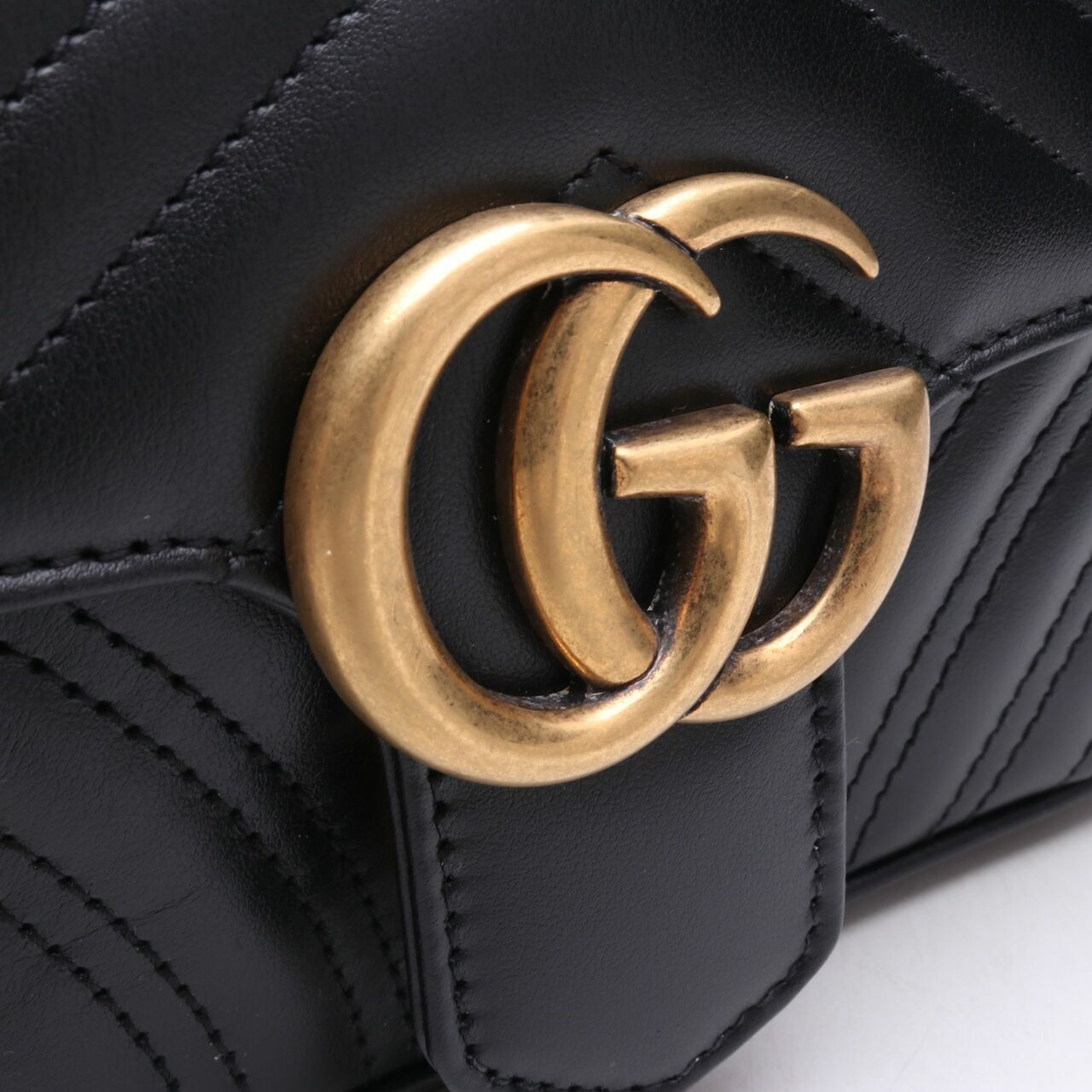 Gucci Calfskin Mini GG Marmont Bag Black Shoulder Bag