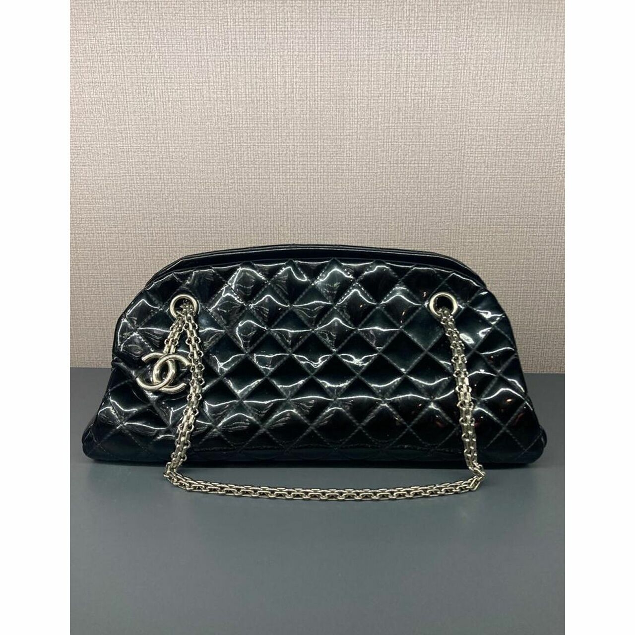 Chanel Patent Mademoiselle Small Black RHW #15 Shoulder Bag