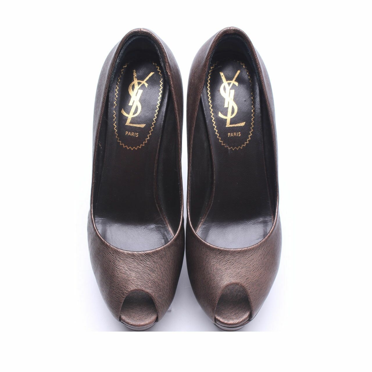 Yves Saint Laurent Bronze Open Toe Heels